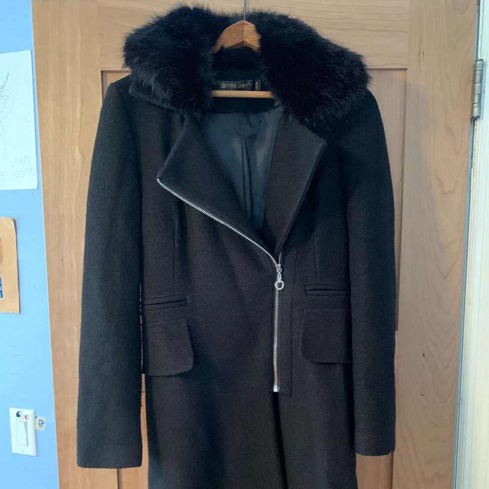 Black Faux Fur Collar Jacket